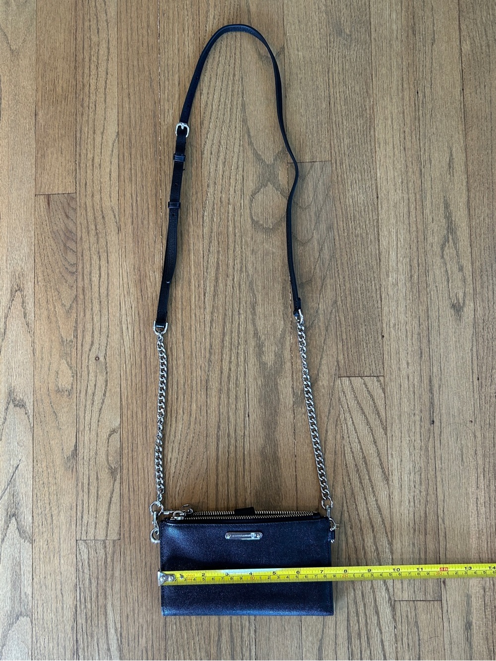 Rebecca Minkoff Crossbody Bag / Wallet Black with Silver Tone Chain Strap - Picture 9 of 12